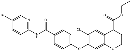 ETHYL 7-(4-(5-BROMOPYRIDIN-2-YLCARBAMOYL)PHENOXY)-6-CHLOROCHROMAN-4-CARBOXYLATE 结构式