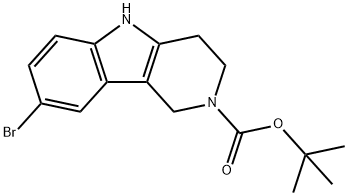 8-溴-1,3,4,5-四氢-2H-吡啶并[4,3-B]吲哚-2-甲酸叔丁酯 结构式