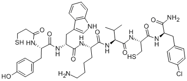 3-Mercaptopropionyl-Tyr-D-Trp-Lys-Val-Cys-p-chloro-D-Phe-NH2, (Disulfide bond between Deamino-Cys1 and Cys6)