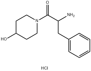 2-Amino-1-(4-hydroxy-1-piperidinyl)-3-phenyl-1-propanone hydrochloride 结构式