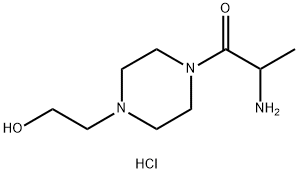 2-Amino-1-[4-(2-hydroxyethyl)-1-piperazinyl]-1-propanone hydrochloride 结构式