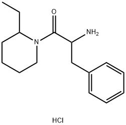 2-Amino-1-(2-ethyl-1-piperidinyl)-3-phenyl-1-propanone hydrochloride 结构式