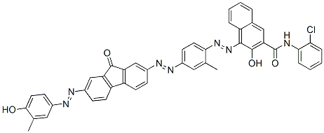 2-Naphthalenecarboxamide, N-(2-chlorophenyl)-3-hydroxy- 4-[[4-[[7-[(4-hydroxy-3-methylphenyl)azo]-9-oxo -9H-fluoren-2-yl]azo]-2-methylphenyl]azo]- 结构式