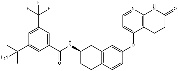 BenzaMide, 3-(1-aMino-1-Methylethyl)-N-[(2R)-1,2,3,4-tetrahydro-7-[(5,6,7,8-tetrahydro-7-oxo-1,8-naphthyridin-4-yl)oxy]-2-naphthalenyl]-5-(trifluoroMethyl)- 结构式