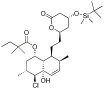 2,2-Dimethylbutanoic Acid [1S-[1a,3a,4,4aa,7,8(2S*,4S*)]]-4-Chloro-8-[2-[4-[[(1,1-Dimethylethyl)dimethylsilyl]oxy]tetrahydro-6-oxo-2H-pyran-2-yl]ethyl]-1,2,3,4,4a,7,8,8a-octahydro-4a-hydroxy-3,7-dimethyl-1-naphthalenyl Ester 结构式