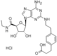 2-对(2-羧乙基)苯乙氨基-5'-N-乙基甲酰胺基腺苷盐酸盐水合物 结构式