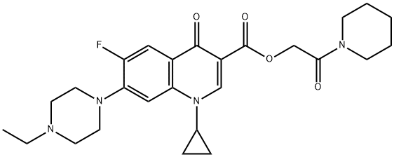 3-Quinolinecarboxylic acid, 1-cyclopropyl-7-(4-ethyl-1-piperazinyl)-6-fluoro-1,4-dihydro-4-oxo-, 2-oxo-2-(1-piperidinyl)ethyl ester 结构式