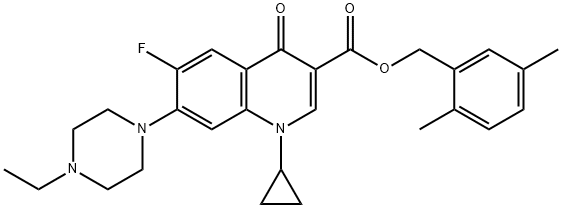 (2,5-二甲基苯基)甲基 1-环丙基-7-(4-乙基-1-哌嗪基)-6-氟-1,4-二氢-4-氧代-3-喹啉甲酸酯 结构式