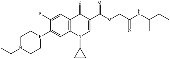 3-Quinolinecarboxylic acid, 1-cyclopropyl-7-(4-ethyl-1-piperazinyl)-6-fluoro-1,4-dihydro-4-oxo-, 2-[(1-Methylpropyl)aMino]-2-oxoethyl ester 结构式