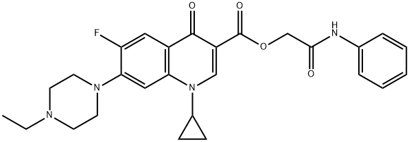 3-Quinolinecarboxylic acid, 1-cyclopropyl-7-(4-ethyl-1-piperazinyl)-6-fluoro-1,4-dihydro-4-oxo-, 2-oxo-2-(phenylaMino)ethyl ester 结构式