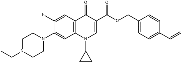 3-Quinolinecarboxylic acid, 1-cyclopropyl-7-(4-ethyl-1-piperazinyl)-6-fluoro-1,4-dihydro-4-oxo-, (4-ethenylphenyl)Methyl ester 结构式