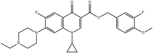 3-Quinolinecarboxylic acid, 1-cyclopropyl-7-(4-ethyl-1-piperazinyl)-6-fluoro-1,4-dihydro-4-oxo-, (3-fluoro-4-Methoxyphenyl)Methyl ester 结构式