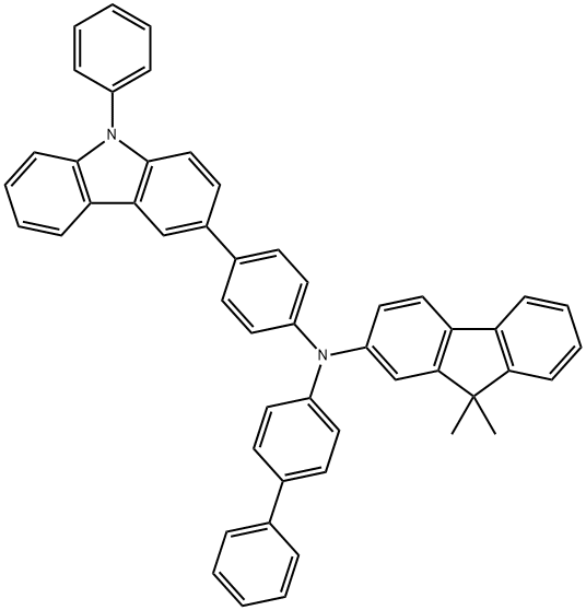 N-联苯-4-基-9,9-二甲基-N-[4-(9-苯基-9H-咔唑-3-基)苯基]-9H-芴-2-胺 结构式