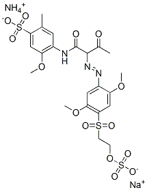 Benzenesulfonic acid, 4-[[2-[[2,5-dimethoxy-4-[ [2-(sulfooxy)ethyl]sulfonyl]phenyl]azo]-1,3-dioxobutyl ]amino]-5-methoxy-2-methyl-, ammonium sodium salt 结构式