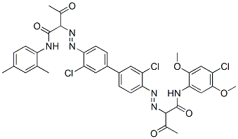 Butanamide, N-(4-chloro-2,5-dimethoxyphenyl) -2-[[3,3'-dichloro-4'-[[1-[[(2,4-dimethylphenyl )amino]carbonyl]-2-oxopropyl]azo][1,1'-bipheny l]-4-yl]azo]-3-oxo- 结构式