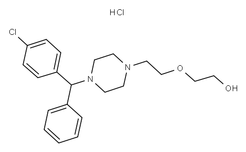 2-[2-[4-[(4-CHLOROPHENYL)PHENYLMETHYL]PIPERAZIN-1-YL]ETHOXY]ETHANOL HYDROCHLORIDE 结构式