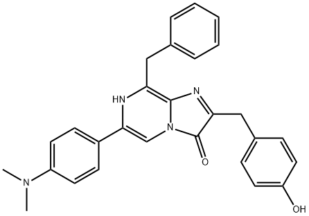 Imidazo[1,2-a]pyrazin-3(7H)-one,  6-[4-(dimethylamino)phenyl]-2-[(4-hydroxyphenyl)methyl]-8-(phenylmethyl)- 结构式