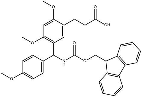 N-fluorenylmethyloxycarbonyl-((carboxyethyl-2,4-dimethoxyphenyl)-4'-methoxyphenyl)methylamine 结构式