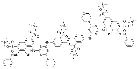 Methanaminium, N,N,N-trimethyl-, salt with 4,4-1,2-ethenediylbis(3-sulfo-4,1-phenylene)imino6-(4-morpholinyl)-1,3,5-triazine-4,2-diyliminobis5-hydroxy-6-(phenylazo)-2,7-naphthalenedisulfonic acid (6:1) 结构式