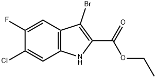 3-溴-6-氯-5-氟吲哚-2-甲酸乙酯 结构式