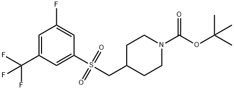 4-(((3-氟-5-(三氟甲基)苯基)磺酰基)甲基)哌啶-1-羧酸叔丁酯 结构式