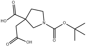 3-(羧甲基)-1,3-吡咯烷二羧酸 1-叔丁酯 结构式