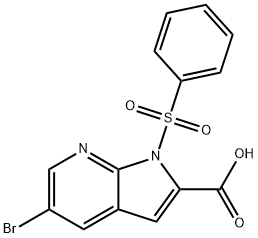 5-溴-1-(苯基磺酰基)-1H-吡咯并[2,3-B]吡啶-2-羧酸 结构式