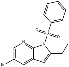 5-BROMO-2-ETHYL-1-(PHENYLSULFONYL)-1H-PYRROLO[2,3-B]PYRIDINE 结构式