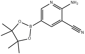 2-氨基-5-(4,4,5,5-四甲基-1,3,2-二氧杂环戊硼烷-2-基)氰吡啶 结构式