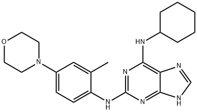 N6-环己基-N2-(2-甲基-4-吗啉苯基)-9H-嘌呤-2,6-二胺 结构式