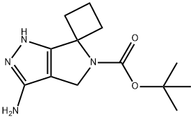 叔丁基3'-氨基-1',4'-二氢-5'H-螺[环丁烷-1,6'-吡咯并[3,4-C]吡唑] -5'-羧酸酯 结构式