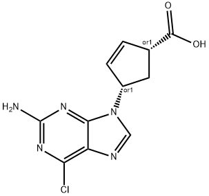 (1S,4R)-4-(2-Amino-6-chloro-9H-purin-9-yl)-2-cyclopentene-1-carboxylate 结构式