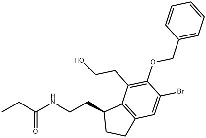 (S)-N-[6-Benzyloxy-5-bromo-7-(2-hydroxyethyl)-2,3-dihydro-1H-inden-1-ylidene)ethyl]propanamide 结构式