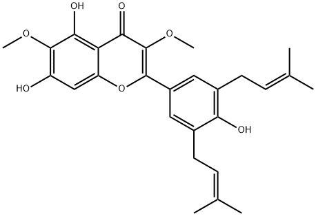 5,7,4'-三羟基-3,6-二甲氧基-3',5'-二异戊烯基黄酮 结构式