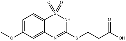 3-[(6-Methoxy-2H-1,2,4-benzothiadiazine 1,1-dioxide)-3-ylthio]propanoic acid 结构式