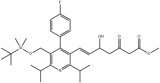 Methyl rac-(E)-7-[5-tert-Butyldimethylsilyloxymethyl-2,6-diisopropyl-4-
(4-fluorophenyl)-3-pyridinyl]-5-hydroxy-3-oxo-6-heptenoate 结构式