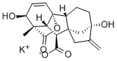 (1α,2β,4Aα,4Bβ,10β)-2,4A,7-三羟基-1-甲基-8-亚甲基赤霉素-3-烯-1,10-二甲酸-1,4A-内酯单钾盐 结构式