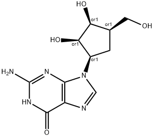 2-amino-1,9-dihydro-9-(2,3-dihydroxy-4-(hydroxymethyl)cyclopentyl)-6H-purin-6-one 结构式