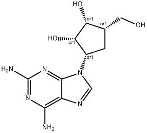 3-(2,6-diamino-9H-purin-9-yl)-5-(hydroxymethyl)-1,2-cyclopentanediol 结构式