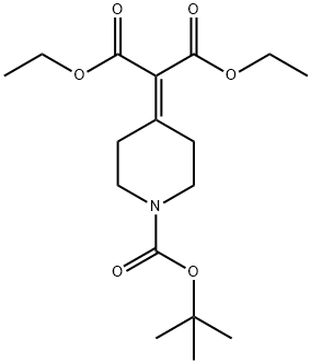 2-(1-(叔丁氧基羰基)哌啶-4-亚基)丙二酸二乙酯 结构式