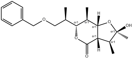 6-(3-benzyloxy-2-propyl)-2-hydroxy-2,3,7-trimethylhexahydro-4H-furo(3,2-c)pyran-4-one 结构式