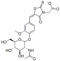 5-[4-(3-甲氧基-苯甲烯-绕丹宁)]-3-乙酸铵-N-乙酰氨基-Β-D-葡萄糖苷 (VRA-NAG) 结构式