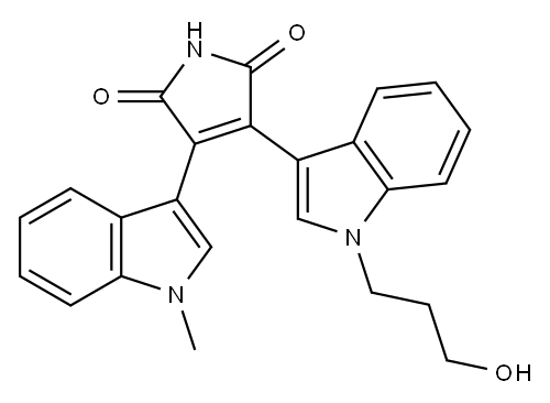 3-[1-(3-Hydroxypropyl)-1H-indol-3-yl]-4-(1-Methyl-1H-indol-3-yl)-1H-pyrrole-2,5-dione 结构式
