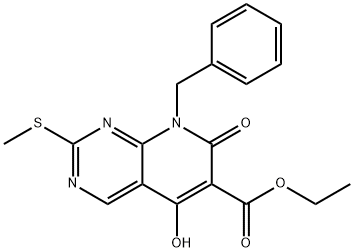 ethyl 8-benzyl-5-hydroxy-2-(methylthio)-7-oxo-7,8-dihydropyrido[2,3-d]pyrimidine-6-carboxylate 结构式