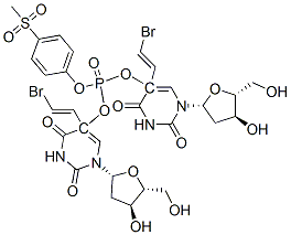 4-(methylsulfonyl)phenyl bis(5-(2-bromovinyl)-2'-deoxyuridin-5-yl)phosphate 结构式