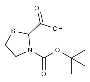 (R)-3-BOC-噻唑烷基-2-羧酸 结构式