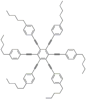 1,2,3,4,5,6-hexakis[2-(4-pentylphenyl)ethynyl]benzene 结构式