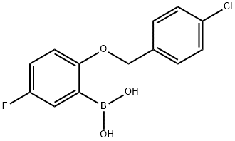 2-(4-Chlorophenylmethoxy)-5-fluorophenylboronic acid 结构式