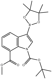 1-BOC-7-METHOXYCARBONYLINDOLE-3-BORONIC ACID, PINACOL ESTER 结构式