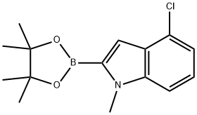 4-氯-1-甲基吲哚-2-硼酸频那醇酯 结构式